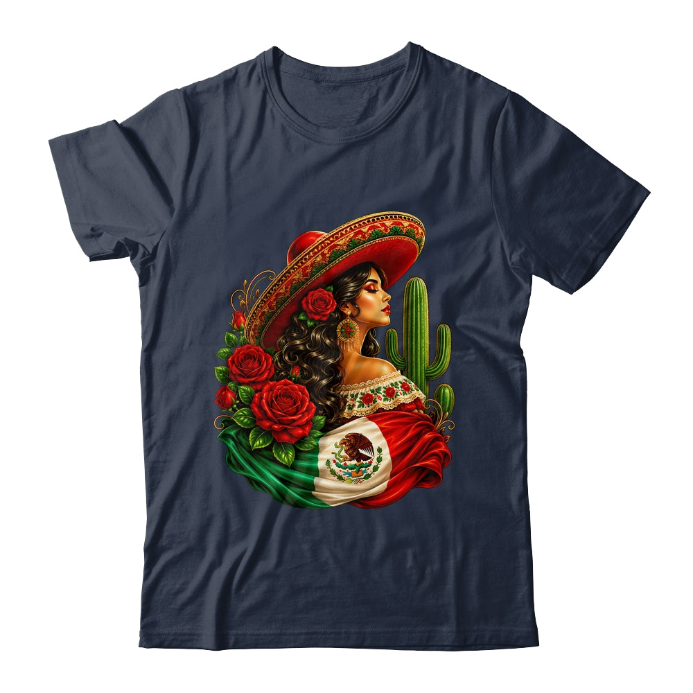Viva Mexico Mexican Flag Floral Woman Sombrero Fiesta Shirt & Tank Top | siriusteestore