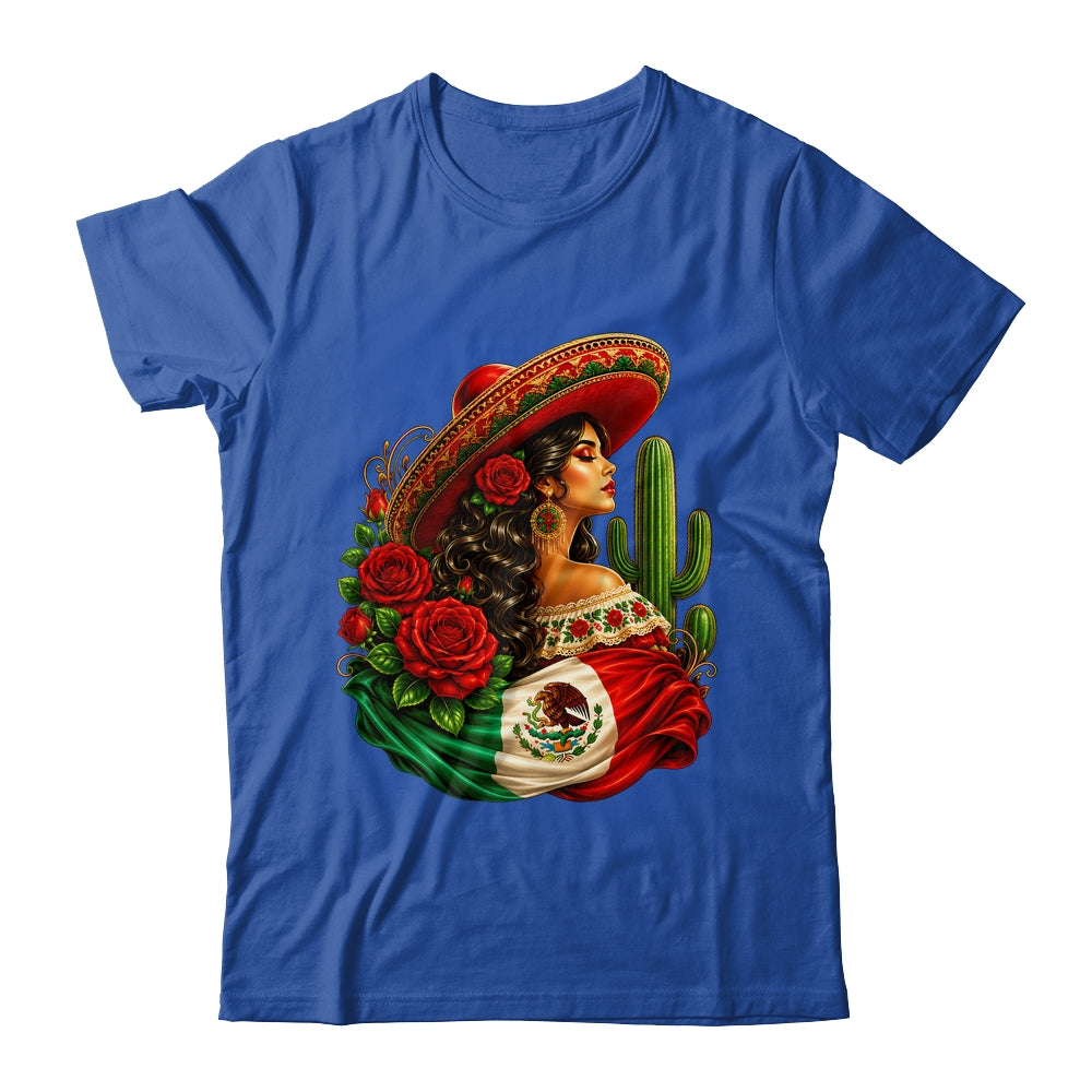 Viva Mexico Mexican Flag Floral Woman Sombrero Fiesta Shirt & Tank Top | siriusteestore