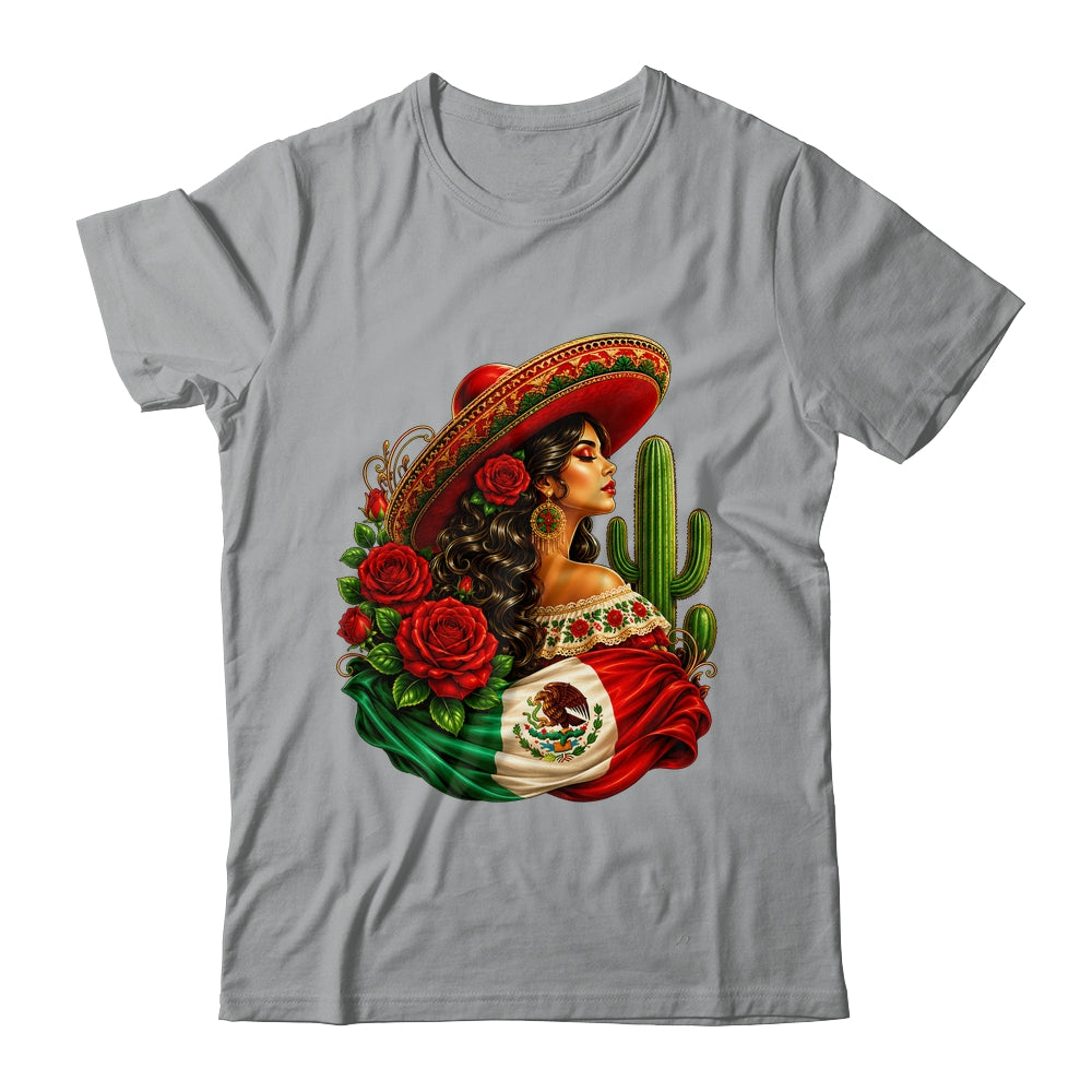 Viva Mexico Mexican Flag Floral Woman Sombrero Fiesta Shirt & Tank Top | siriusteestore