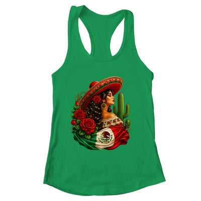 Viva Mexico Mexican Flag Floral Woman Sombrero Fiesta Shirt & Tank Top | siriusteestore