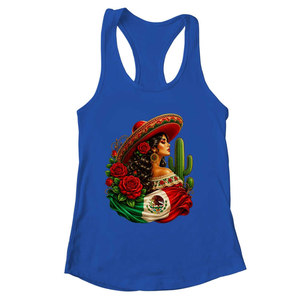 Viva Mexico Mexican Flag Floral Woman Sombrero Fiesta Shirt & Tank Top | siriusteestore