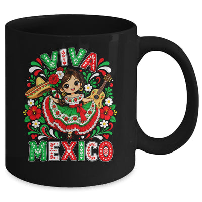 Viva Mexico Mexican Girl Flag Independence Day Kids Mug | siriusteestore