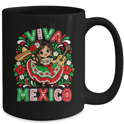 Viva Mexico Mexican Girl Flag Independence Day Kids Mug | siriusteestore