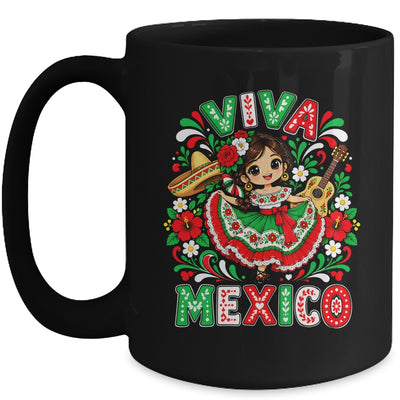 Viva Mexico Mexican Girl Flag Independence Day Kids Mug | siriusteestore