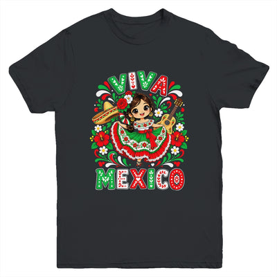 Viva Mexico Mexican Girl Flag Independence Day Kids Youth Shirt | siriusteestore