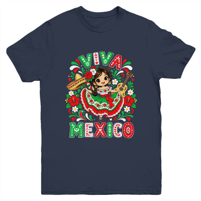 Viva Mexico Mexican Girl Flag Independence Day Kids Youth Shirt | siriusteestore