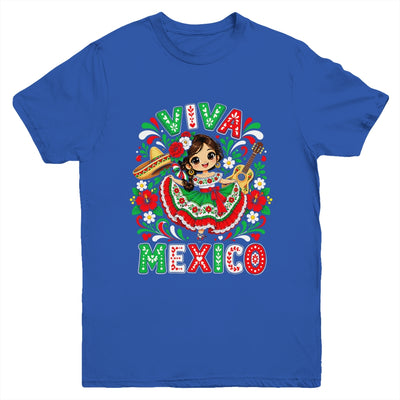 Viva Mexico Mexican Girl Flag Independence Day Kids Youth Shirt | siriusteestore