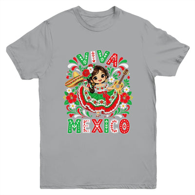 Viva Mexico Mexican Girl Flag Independence Day Kids Youth Shirt | siriusteestore