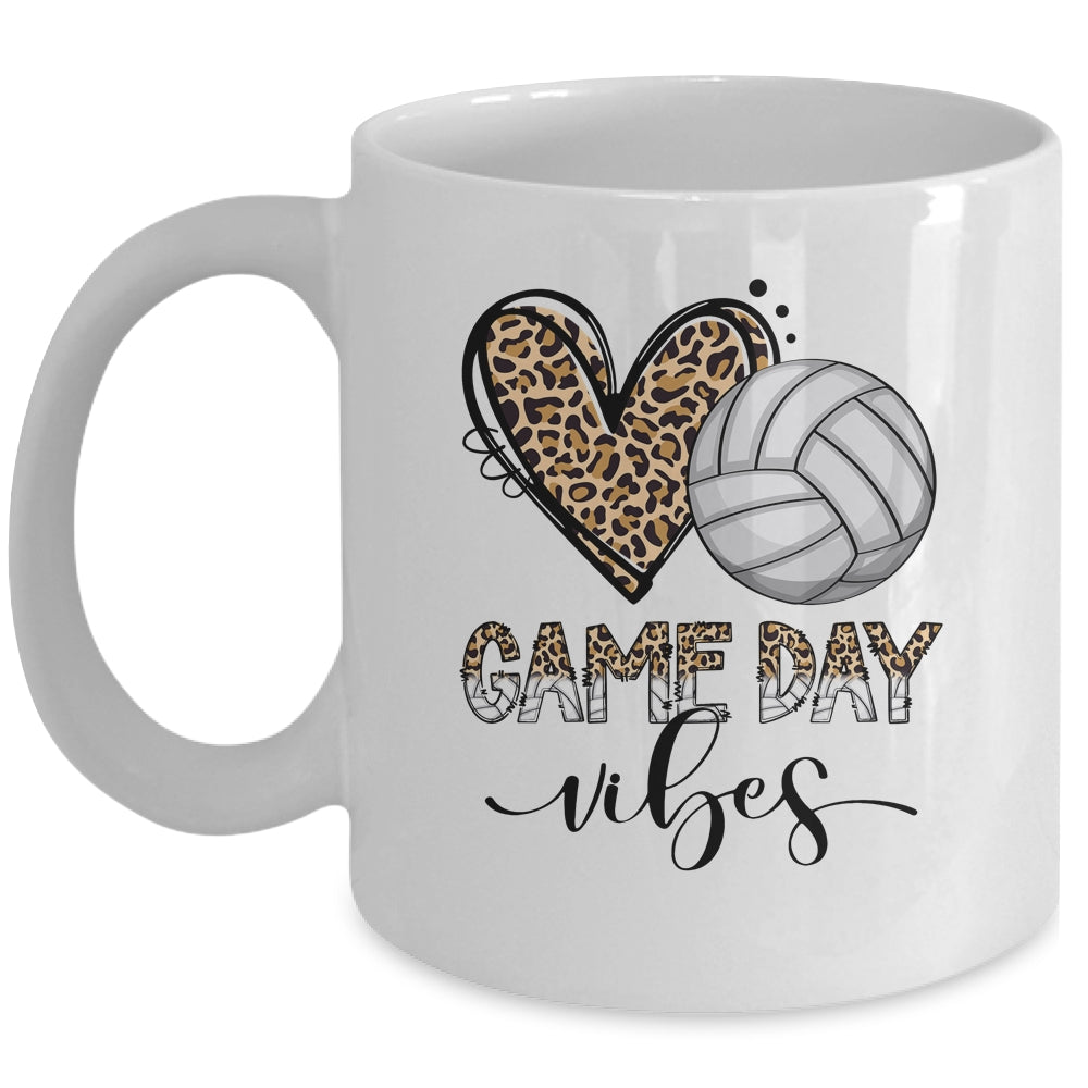 Volleyball Game Day Vibes Volleyball For Girls Mom Leopard Mug | siriusteestore