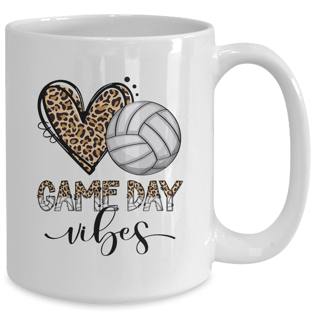 Volleyball Game Day Vibes Volleyball For Girls Mom Leopard Mug | siriusteestore