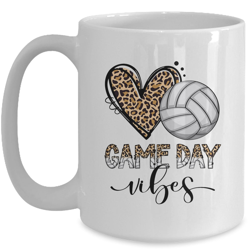 Volleyball Game Day Vibes Volleyball For Girls Mom Leopard Mug | siriusteestore