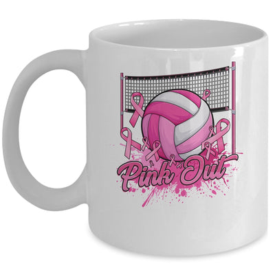 Volleyball Pink Out Breast Cancer Awareness Pink Ribbon Mug | siriusteestore