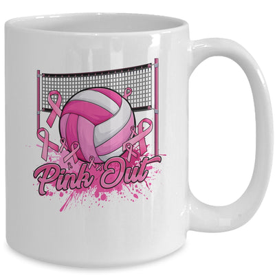 Volleyball Pink Out Breast Cancer Awareness Pink Ribbon Mug | siriusteestore