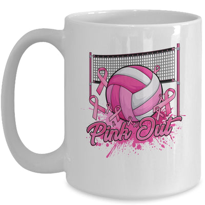 Volleyball Pink Out Breast Cancer Awareness Pink Ribbon Mug | siriusteestore