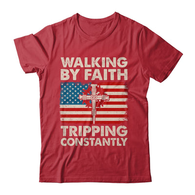 Walking By Faith Tripping Constantly Christian Bible US Flag Shirt & Hoodie | siriusteestore