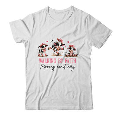 Walking By Faith Tripping Constantly Cowgirl Cows Christian Shirt & Tank Top | siriusteestore