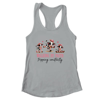 Walking By Faith Tripping Constantly Cowgirl Cows Christian Shirt & Tank Top | siriusteestore