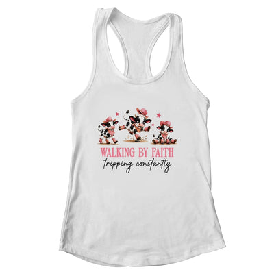 Walking By Faith Tripping Constantly Cowgirl Cows Christian Shirt & Tank Top | siriusteestore