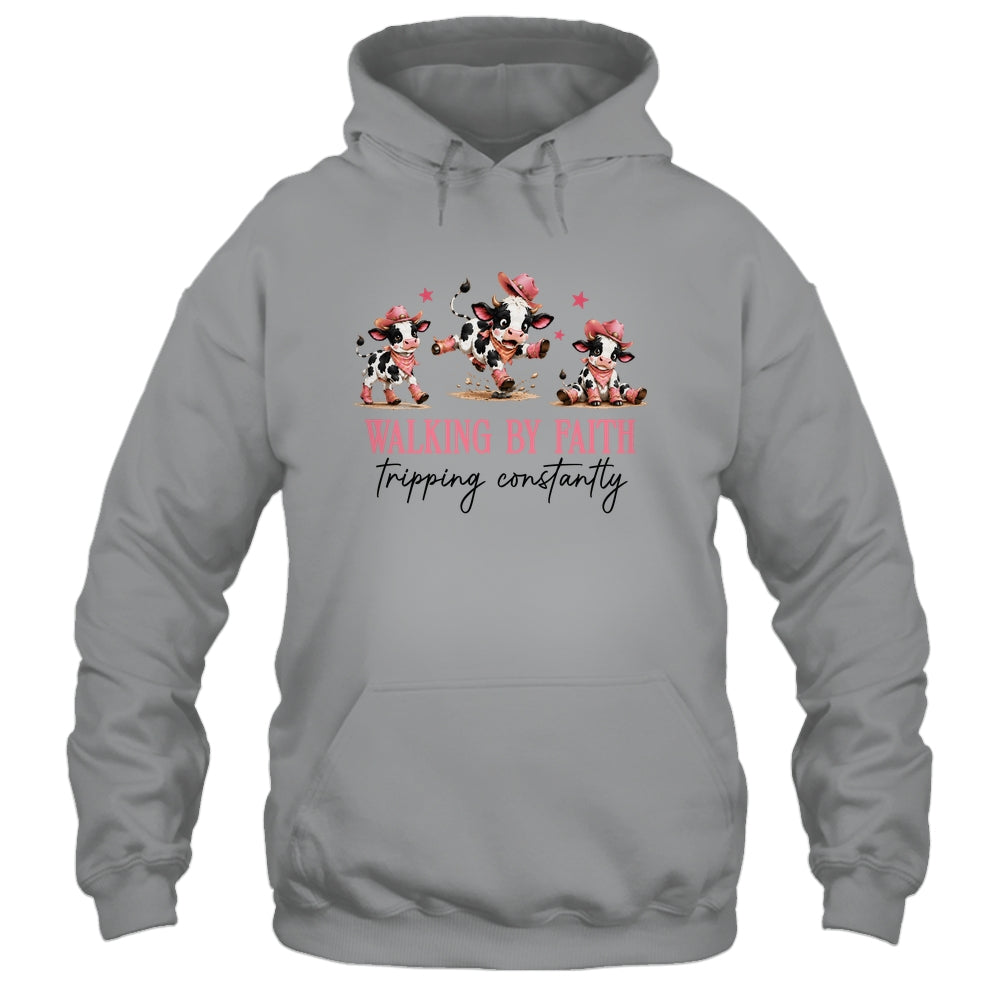 Walking By Faith Tripping Constantly Cowgirl Cows Christian Shirt & Tank Top | siriusteestore
