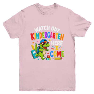 Watch Out Kindergarten Here I Come Dino First Day Of School Youth Shirt | siriusteestore