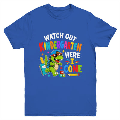 Watch Out Kindergarten Here I Come Dino First Day Of School Youth Shirt | siriusteestore