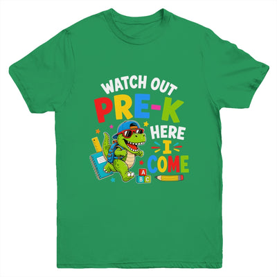 Watch Out Pre-K Here I Come Dino First Day Of School Youth Shirt | siriusteestore