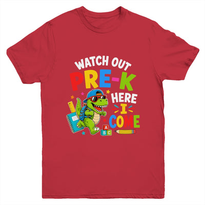 Watch Out Pre-K Here I Come Dino First Day Of School Youth Shirt | siriusteestore