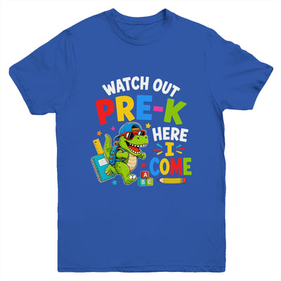 Watch Out Pre-K Here I Come Dino First Day Of School Youth Shirt | siriusteestore