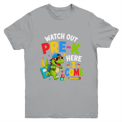 Watch Out Pre-K Here I Come Dino First Day Of School Youth Shirt | siriusteestore