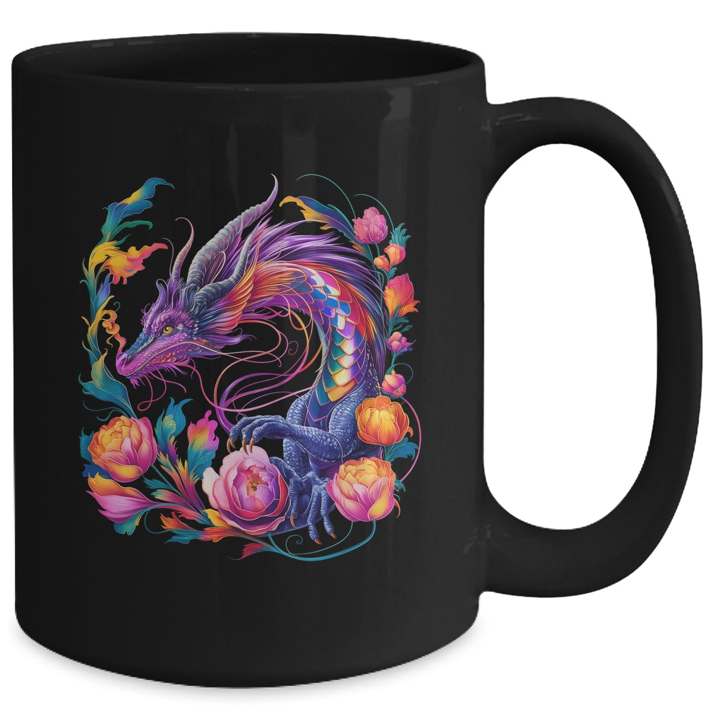 Watercolor Dragon Flowers Beautiful Art Colorful Graphic Mug | siriusteestore