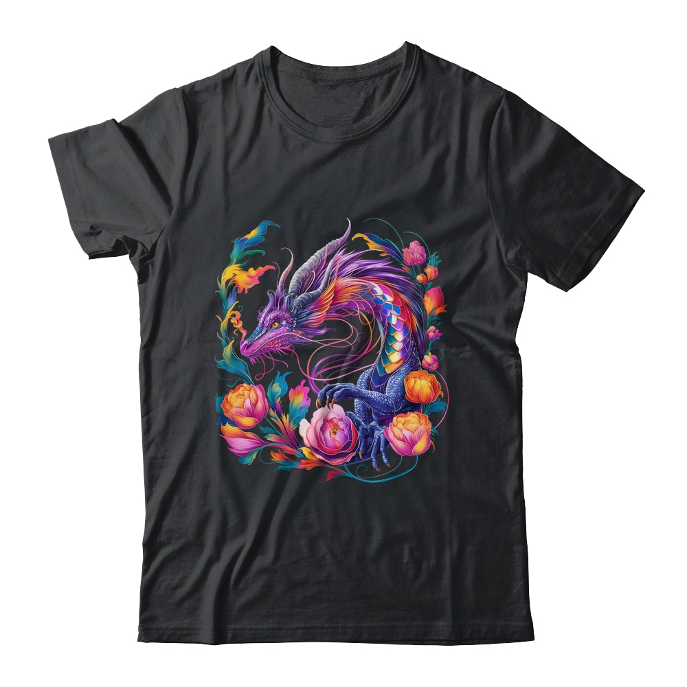 Watercolor Dragon Flowers Beautiful Art Colorful Graphic Shirt & Hoodie | siriusteestore
