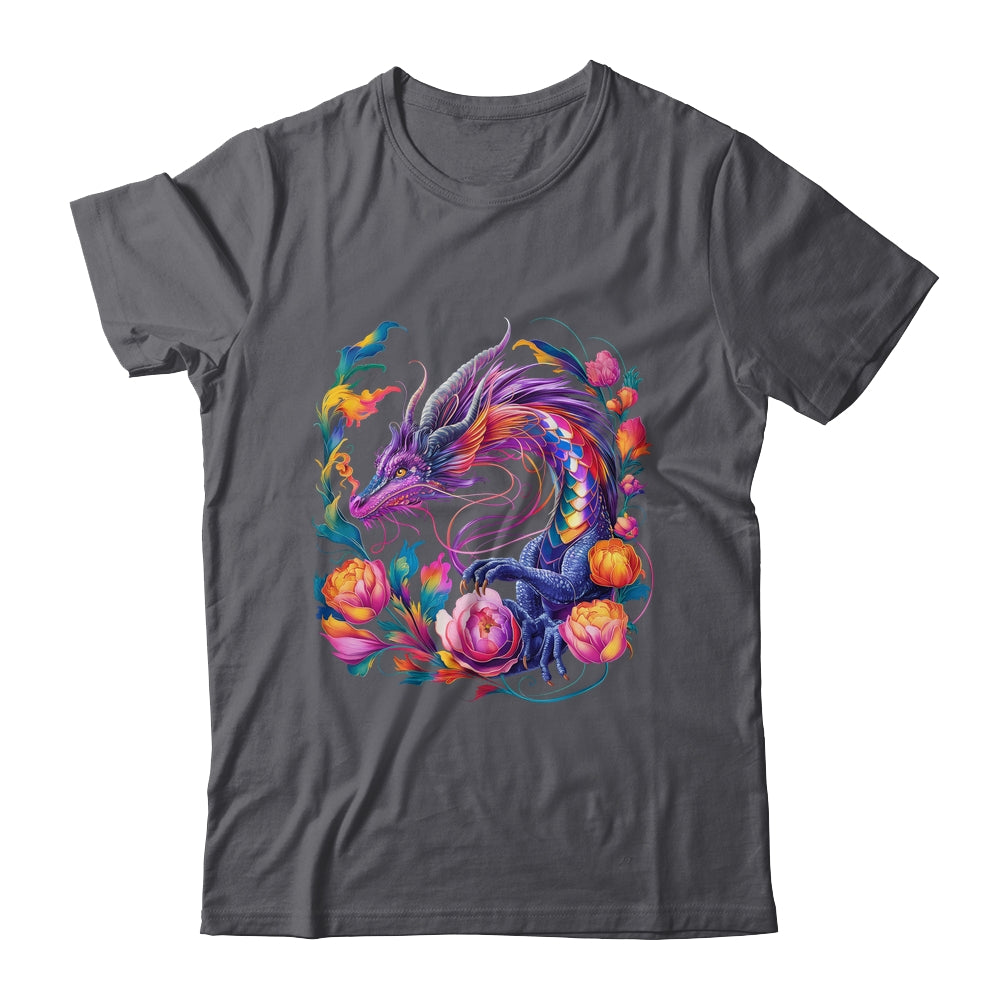Watercolor Dragon Flowers Beautiful Art Colorful Graphic Shirt & Hoodie | siriusteestore