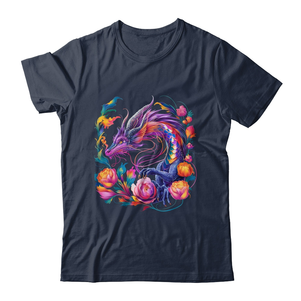 Watercolor Dragon Flowers Beautiful Art Colorful Graphic Shirt & Hoodie | siriusteestore