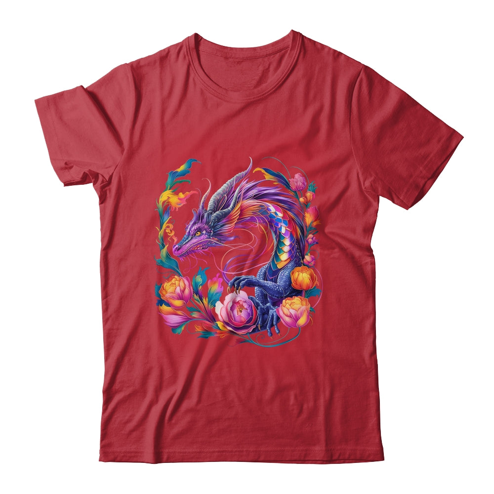 Watercolor Dragon Flowers Beautiful Art Colorful Graphic Shirt & Hoodie | siriusteestore
