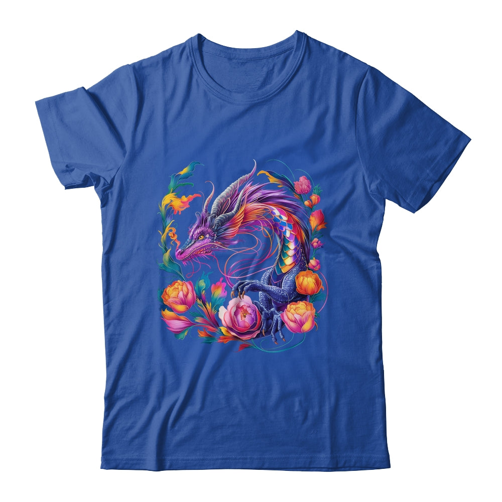 Watercolor Dragon Flowers Beautiful Art Colorful Graphic Shirt & Hoodie | siriusteestore