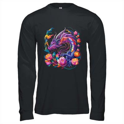 Watercolor Dragon Flowers Beautiful Art Colorful Graphic Shirt & Hoodie | siriusteestore
