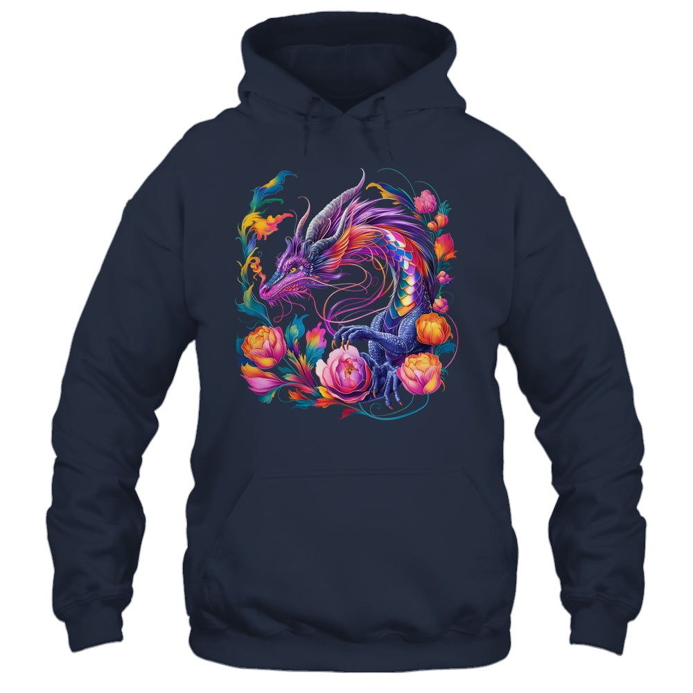 Watercolor Dragon Flowers Beautiful Art Colorful Graphic Shirt & Hoodie | siriusteestore