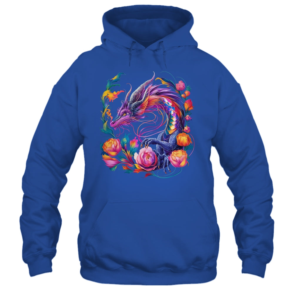 Watercolor Dragon Flowers Beautiful Art Colorful Graphic Shirt & Hoodie | siriusteestore