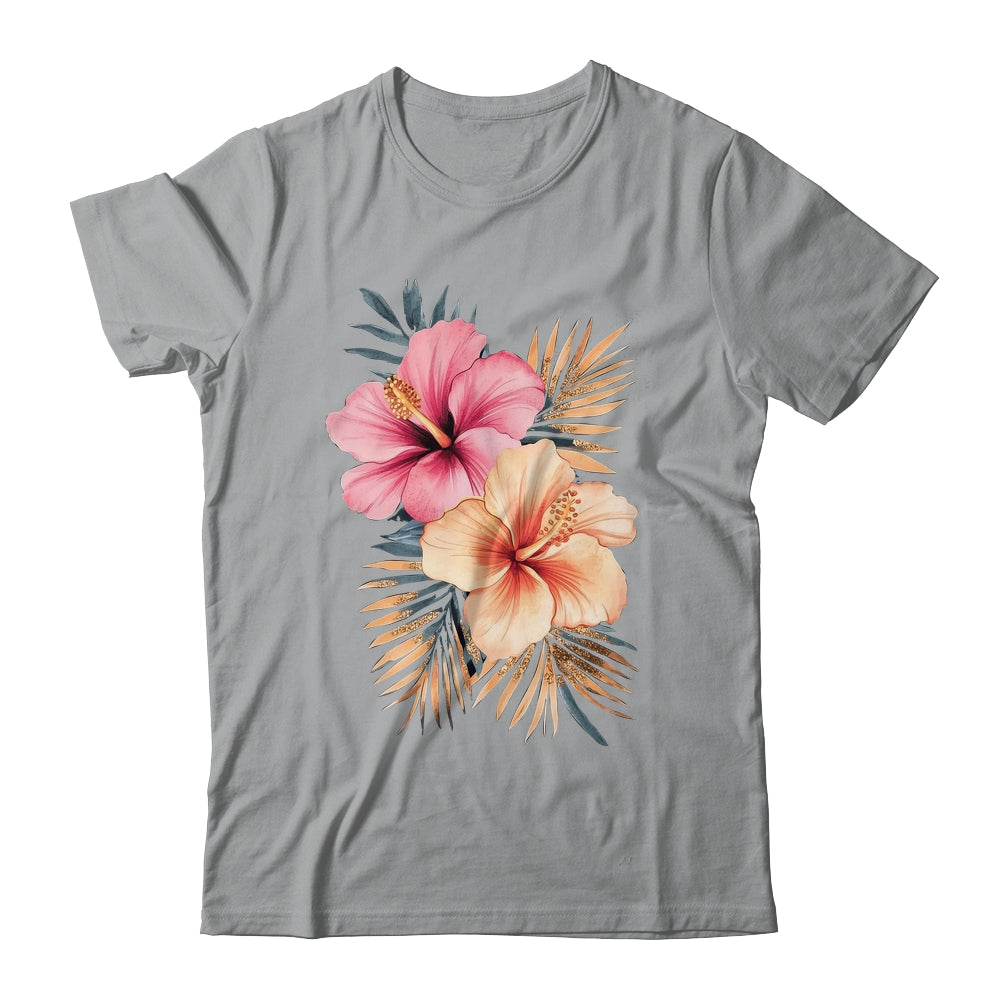 Watercolor Tropical Hibiscus Flowers Floral Summer Women Shirt & Tank Top | siriusteestore