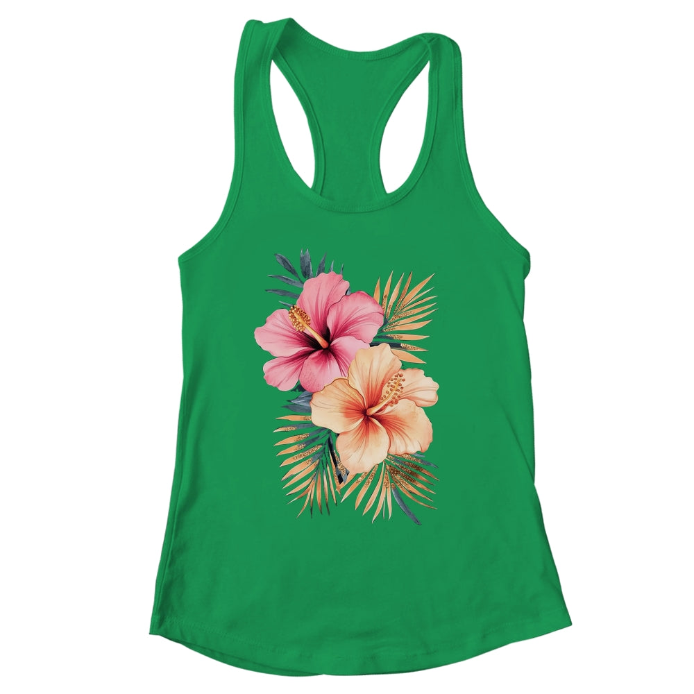 Watercolor Tropical Hibiscus Flowers Floral Summer Women Shirt & Tank Top | siriusteestore