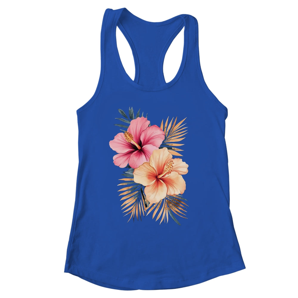 Watercolor Tropical Hibiscus Flowers Floral Summer Women Shirt & Tank Top | siriusteestore