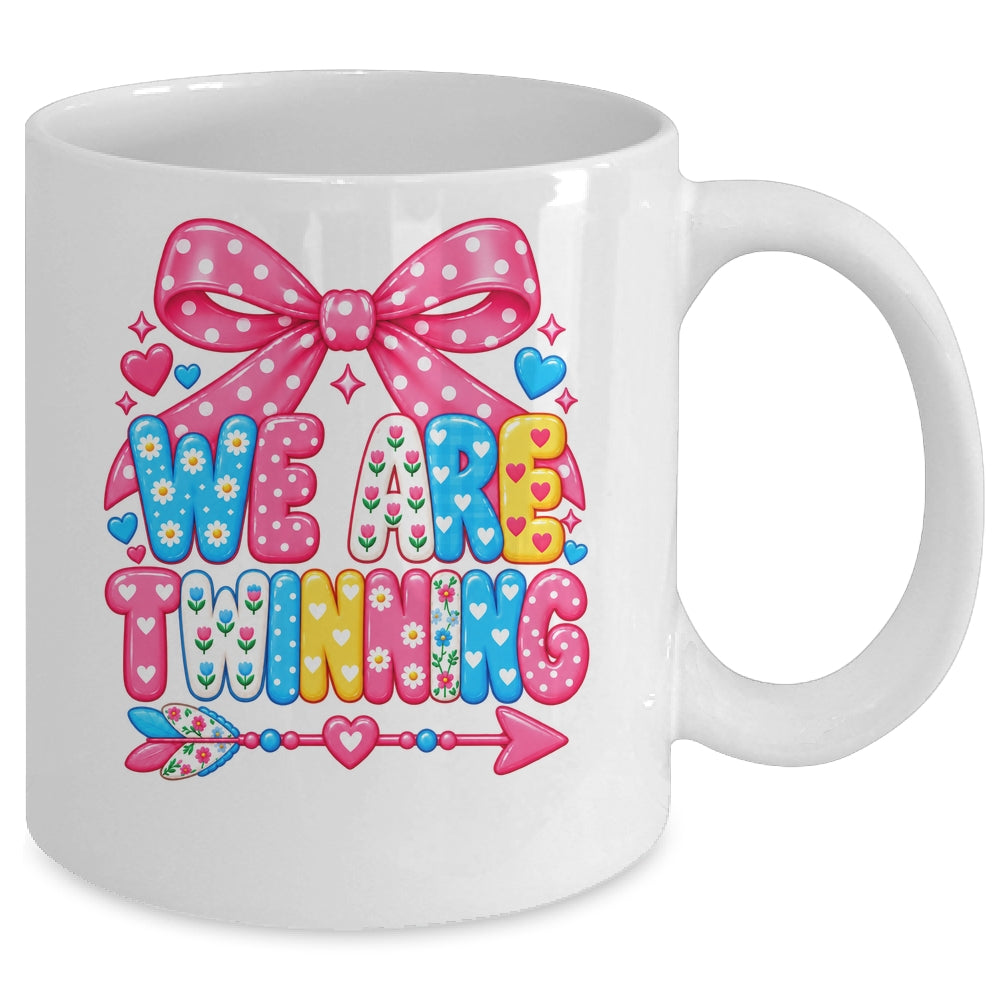 We Are Twinning Coquette Bow Twin Day Spirit Week Girls Mug | siriusteestore