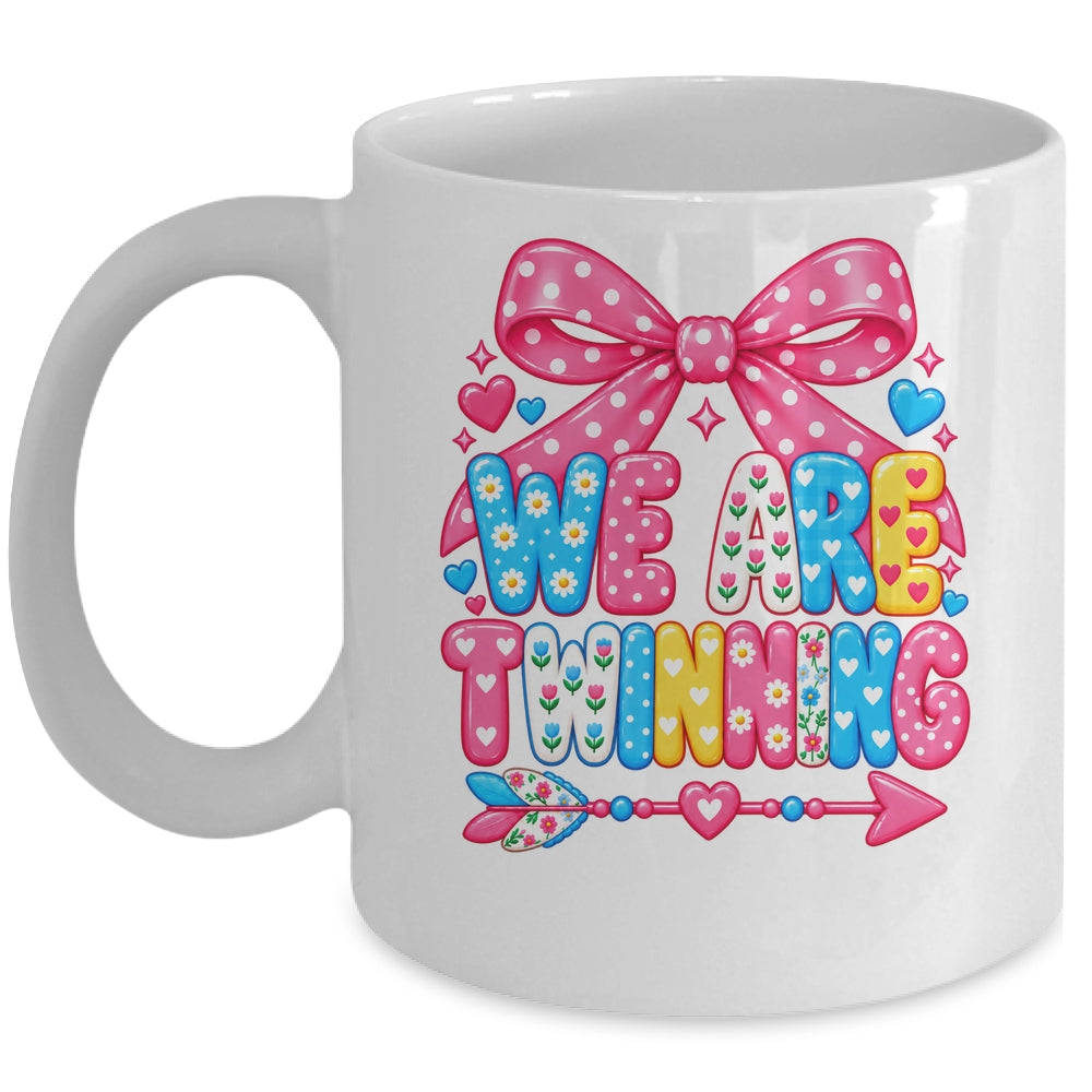 We Are Twinning Coquette Bow Twin Day Spirit Week Girls Mug | siriusteestore