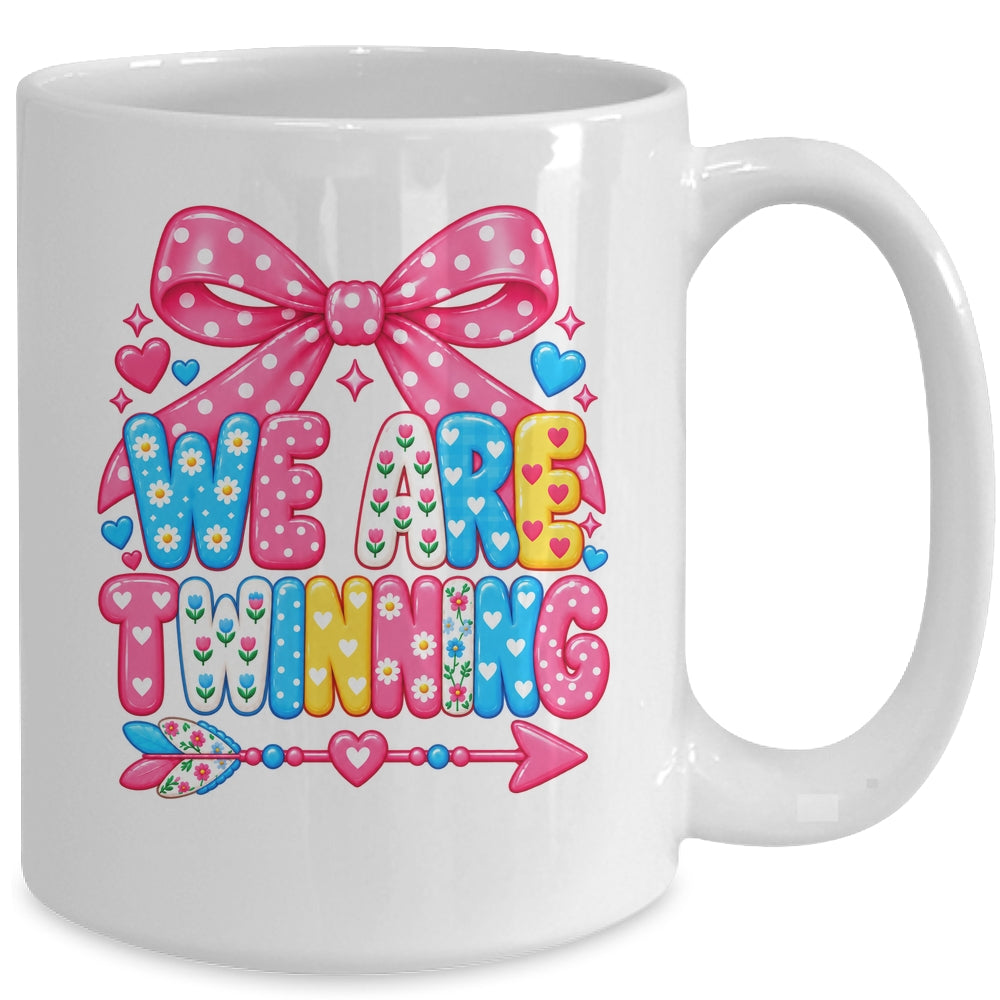 We Are Twinning Coquette Bow Twin Day Spirit Week Girls Mug | siriusteestore