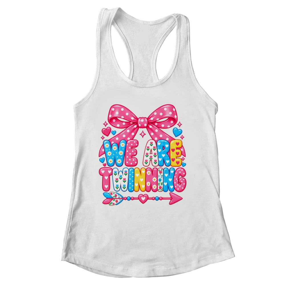 We Are Twinning Coquette Bow Twin Day Spirit Week Girls Shirt & Tank Top | siriusteestore