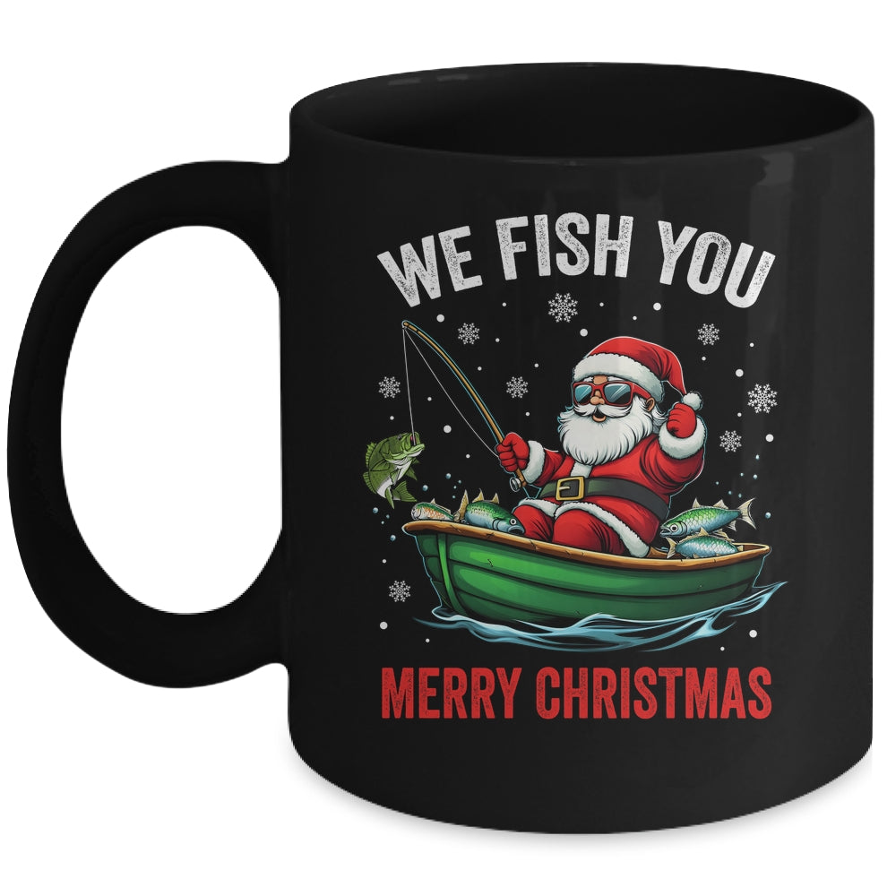 We Fish You A Merry Funny Christmas Fishing Fisherman Santa Mug | siriusteestore