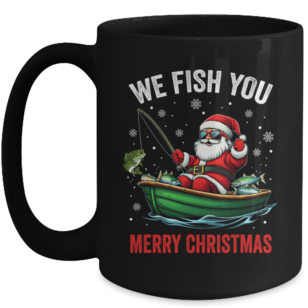 We Fish You A Merry Funny Christmas Fishing Fisherman Santa Mug | siriusteestore