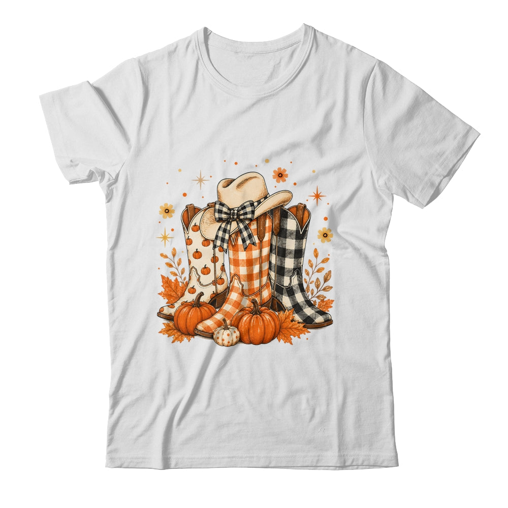 Western Cowgirl Cowboy Boots Checkered Fall Pumpkin Leopard Shirt & Sweatshirt | siriusteestore