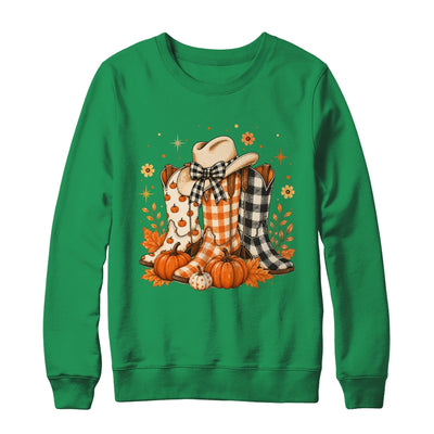 Western Cowgirl Cowboy Boots Checkered Fall Pumpkin Leopard Shirt & Sweatshirt | siriusteestore