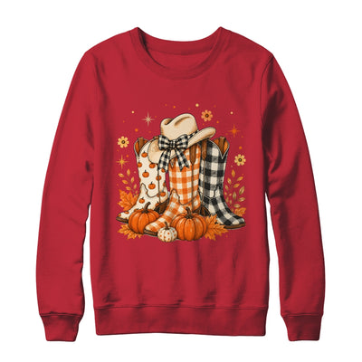 Western Cowgirl Cowboy Boots Checkered Fall Pumpkin Leopard Shirt & Sweatshirt | siriusteestore